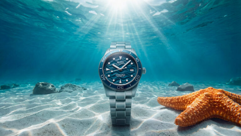 Mido Gives the Ocean Star 39 a Textured Blue Dial for Summer Mido Ocean Star 39 with textured blue wave dial and rotating dive bezel