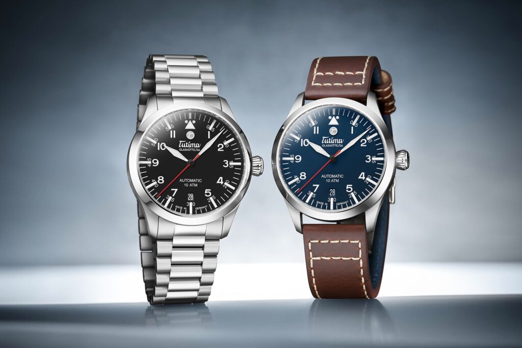 Tutima’s Flieger T5 Brings the Pilot Watch Down to 38.5mm Titanium Tutima Flieger T5 Titanium pilot watch with blue lacquer dial on titanium bracelet