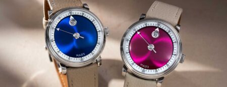 MB&F M.A.D.3 Vincent Calabrese watch with blue wandering-hour dial