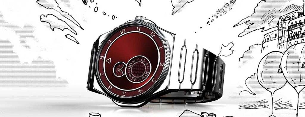 Trilobe Château Trente-Deux Pairs a Burgundy Dial with French Watchmaking Character Trilobe Château Trente-Deux with deep red Burgundy-inspired dial and steel integrated bracelet