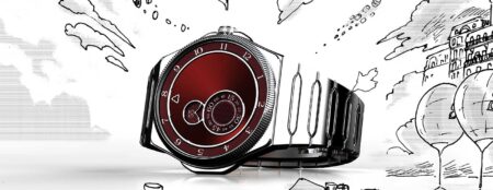 Trilobe Château Trente-Deux Pairs a Burgundy Dial with French Watchmaking Character Trilobe Château Trente-Deux with deep red Burgundy-inspired dial and steel integrated bracelet