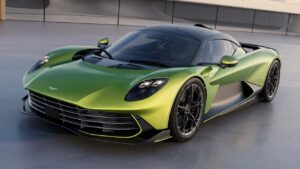 Aston Martin Valhalla Spider open-top hybrid supercar concept on a mountain road