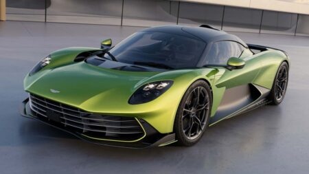 Aston Martin Valhalla Spider open-top hybrid supercar concept on a mountain road