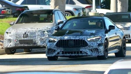 Mercedes-AMG CLE 63 and GLC Facelift Prototypes Break Cover in Los Angeles Camouflaged 2027 Mercedes-AMG CLE 63 and Mercedes-Benz GLC facelift prototypes testing in Los Angeles