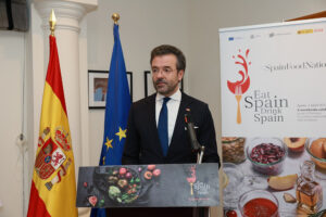Spanish paella, tapas and Manchego cheese served on a dining table in Doha for Eat Spain Drink Spain Qatar