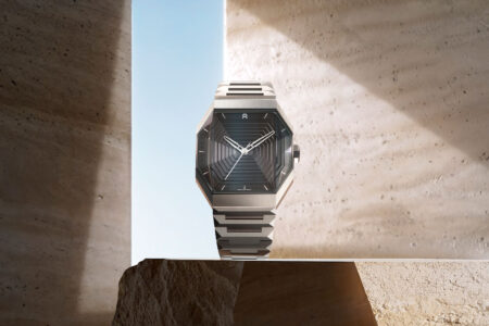ALTO ART 02 titanium integrated bracelet watch with angular brutalist case