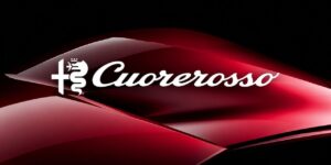Alfa Romeo Cuorerosso concept teaser showing a sculpted red body panel