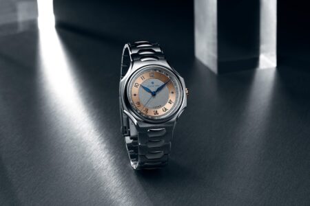 Atelier Wen x Massena LAB Inflection Shuò watch with tremblaged gold dial and tantalum bracelet