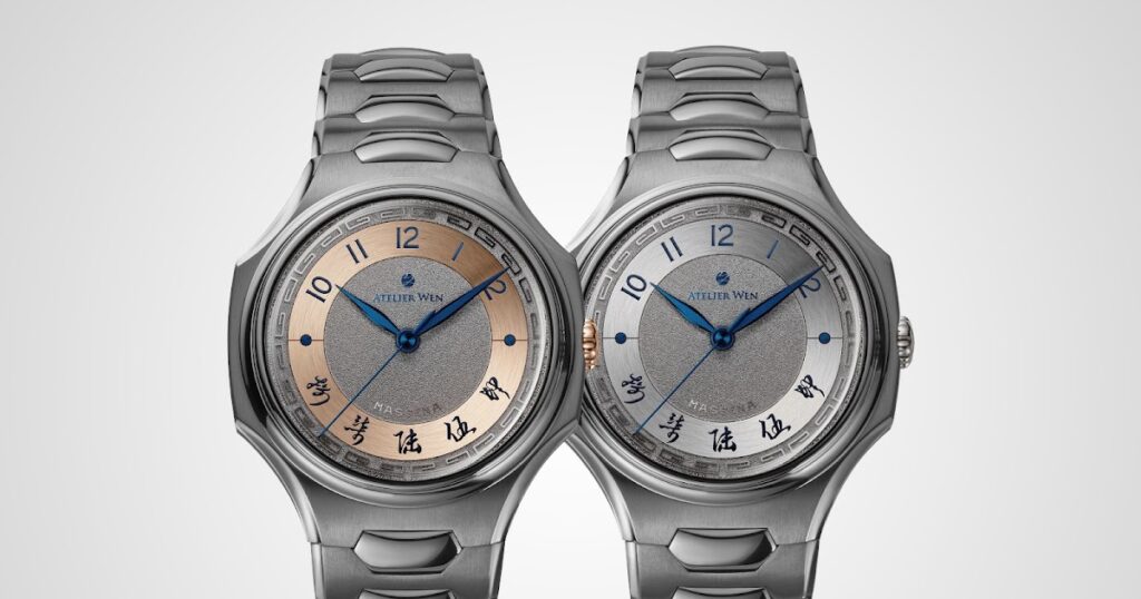 Atelier Wen and Massena LAB Give the Inflection Shuò a Tantalum Case and Gold Tremblage Dial Atelier Wen x Massena LAB Inflection Shuò watch with tantalum case and hand-tremblage gold dial