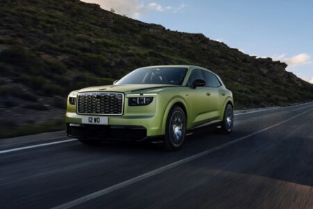 Bentley Torcal electric luxury SUV with illuminated grille and split LED headlights