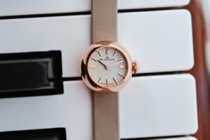 Blancpain Lady B spherical mechanical watch with double-tour leather strap
