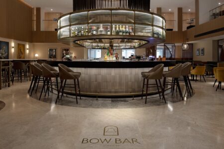 Bow Bar Brings East London Character to Edgware Road Cocktail bar interior at Bow Bar London with warm lighting and copper details
