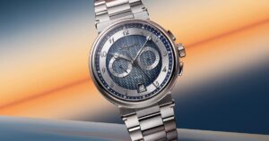 Breguet Marine watch with a guilloché dial on a dark nautical-inspired background