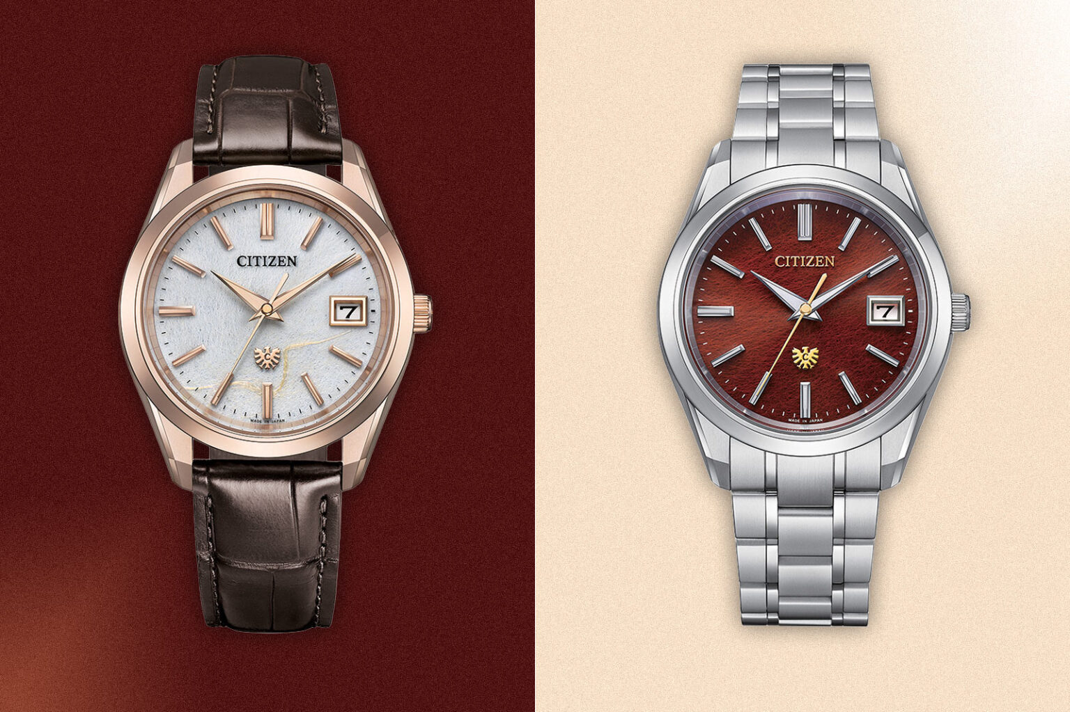 Citizen Expands The Citizen With Two Tosa Washi Limited Editions Citizen The Citizen Tosa Washi limited edition watches with crimson and pale gold paper dials