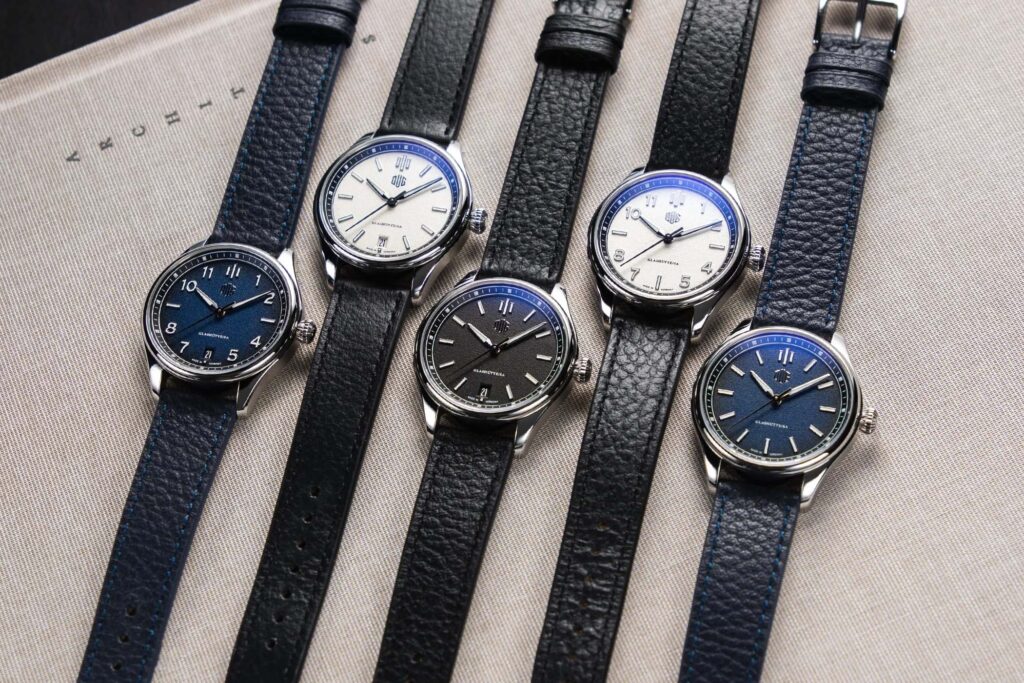 DUG Glashütte Purist 37 stainless steel watch with textured dial