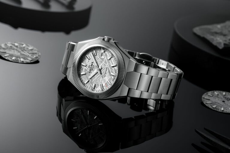 Delma Gives the Midland Automatic a Genuine Meteorite Dial Delma Midland Meteorite Automatic with integrated stainless steel bracelet and meteorite dial