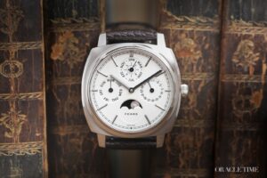 Fears Brunswick 39 Perpetual Calendar with silver dial and black moonphase display