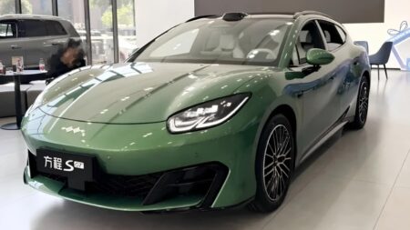 Formula S GT Brings 657 hp Electric Wagon Heat to Chinese Dealerships Formula S GT electric station wagon displayed at a dealership in China