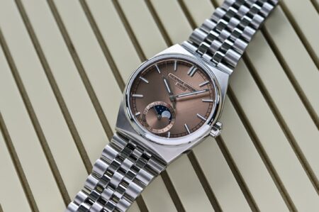 Frederique Constant Brings Moonphase Date Elegance to the 39mm Highlife Frederique Constant Highlife Moonphase Date Manufacture with blue dial and integrated steel bracelet