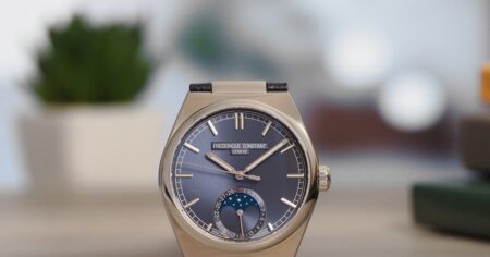 Frederique Constant Gives the Highlife a Sharper Moonphase Date Frederique Constant Highlife Moonphase Date Manufacture with blue and rosé champagne dials