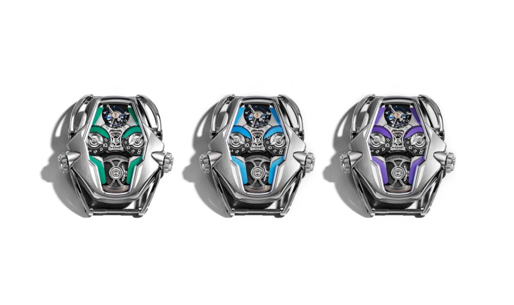 MB&F HM12 The Guardian wristwatch mounted on its robot companion