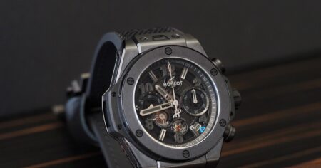 Hublot Big Bang Reloaded wristwatch photographed in a modern studio setting