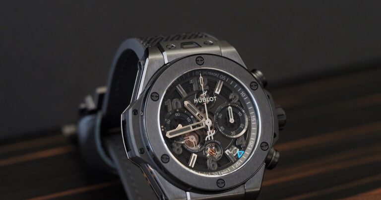 Hublot Big Bang Reloaded wristwatch photographed in a modern studio setting