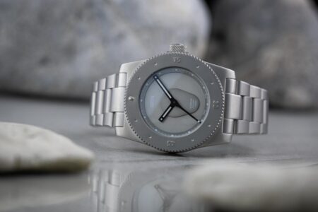 Isotope Hydrium Grey Reef Shark limited edition dive watch with grey dial and stainless steel bracelet