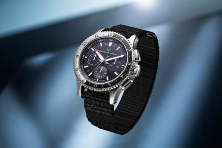 Konstantin Chaykin SC02C mechanical chronograph with black dial and stainless steel case