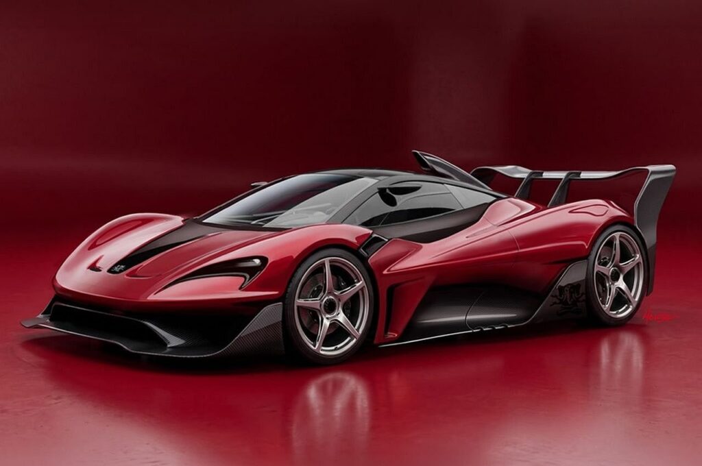Lanzante 95-59 HDK supercar rendering with large rear wing and centre-locking wheels
