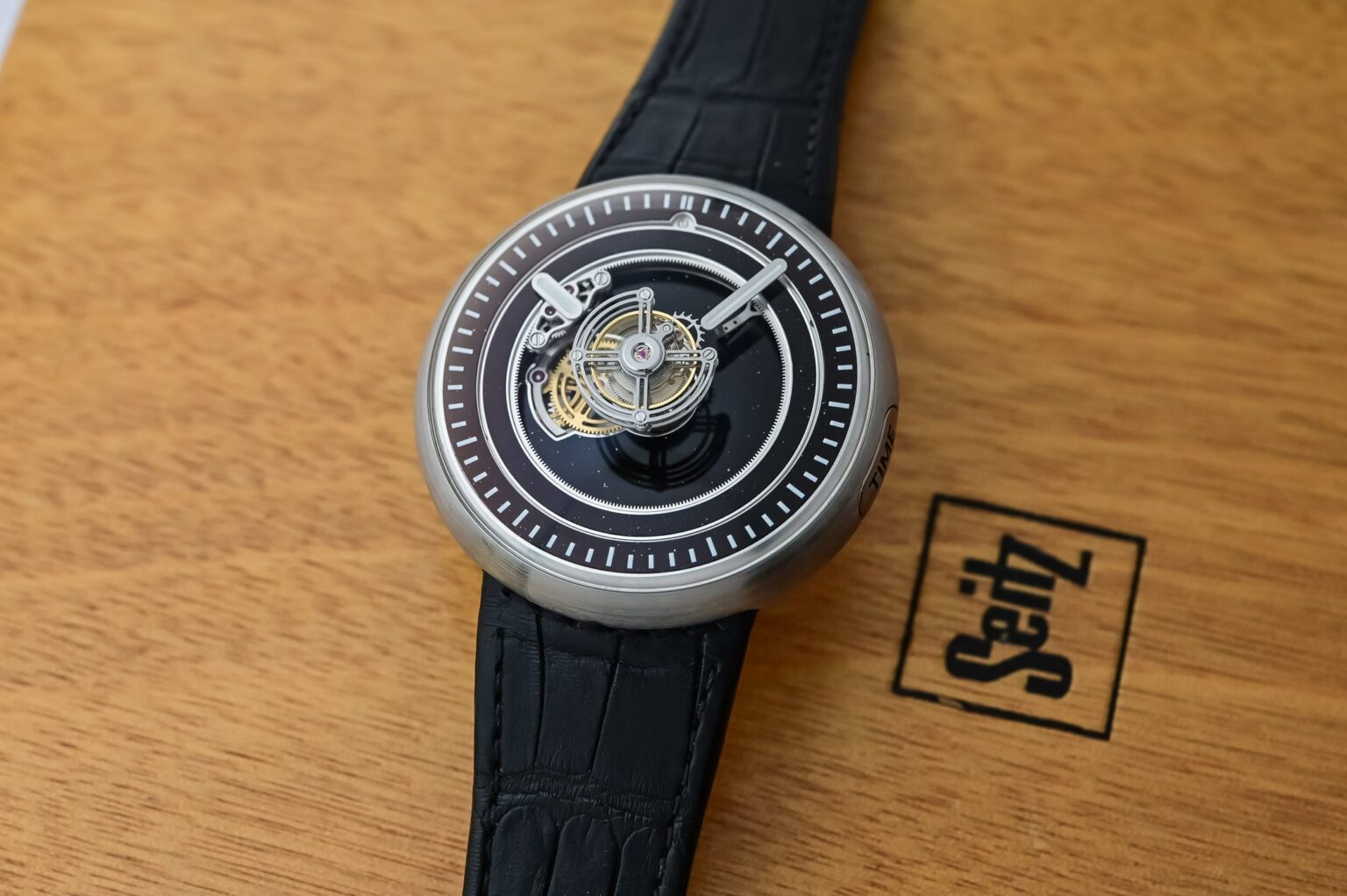 Marco Tedeschi Puts a Floating Central Tourbillon Under Black Aventurine Marco Tedeschi Central Floating Tourbillon Titanium Black Aventurine watch