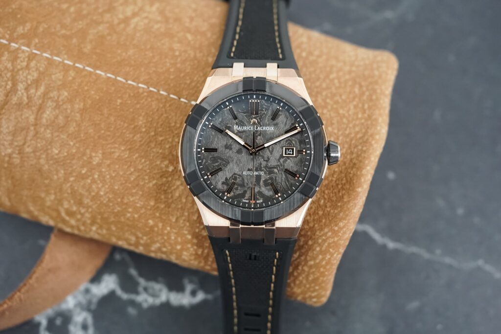 Maurice Lacroix Aikon-IC Frozen Carbon watch with forged carbon dial and ceramic bezel