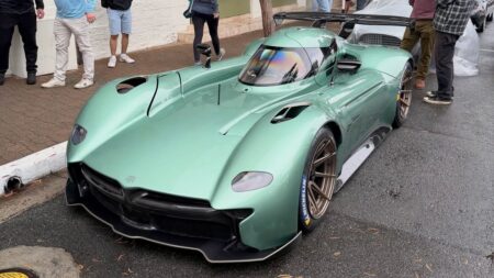 McMurtry Speirling PURE electric hypercar parked by the roadside in California