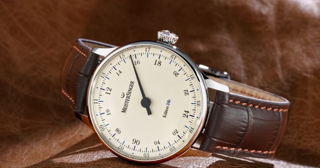 MeisterSinger Edition 24H Turns the Day Into a Single Sweep MeisterSinger Edition 24H watch with a 24-hour single-hand display