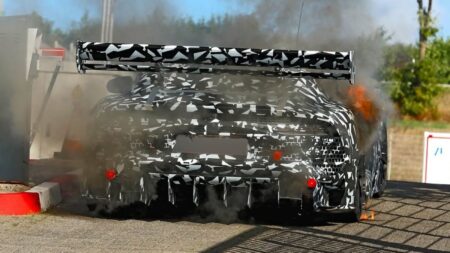 Camouflaged Mercedes-AMG GT Black Series prototype testing at the Nürburgring