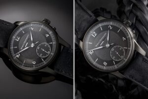 Moritz Grossmann Benu Power Reserve with anthracite sector dial and black kudu leather strap
