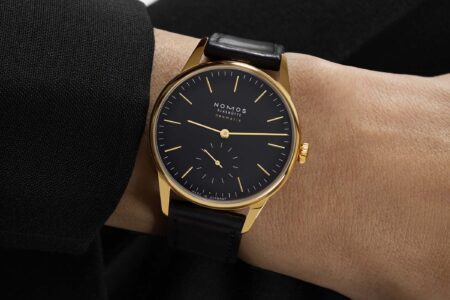Nomos Puts the Orion Neomatik in Yellow Gold and Deep Black Nomos Orion Gold Neomatik New Black with yellow gold case and black dial