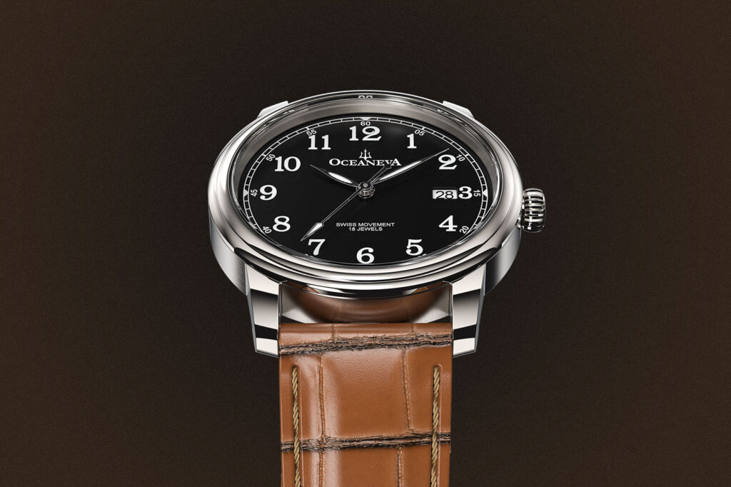 Oceaneva Tempus Pure pairs Grade 5 titanium with a hand-wound Swiss movement Oceaneva Tempus Pure titanium manual-wind dress watch on leather strap