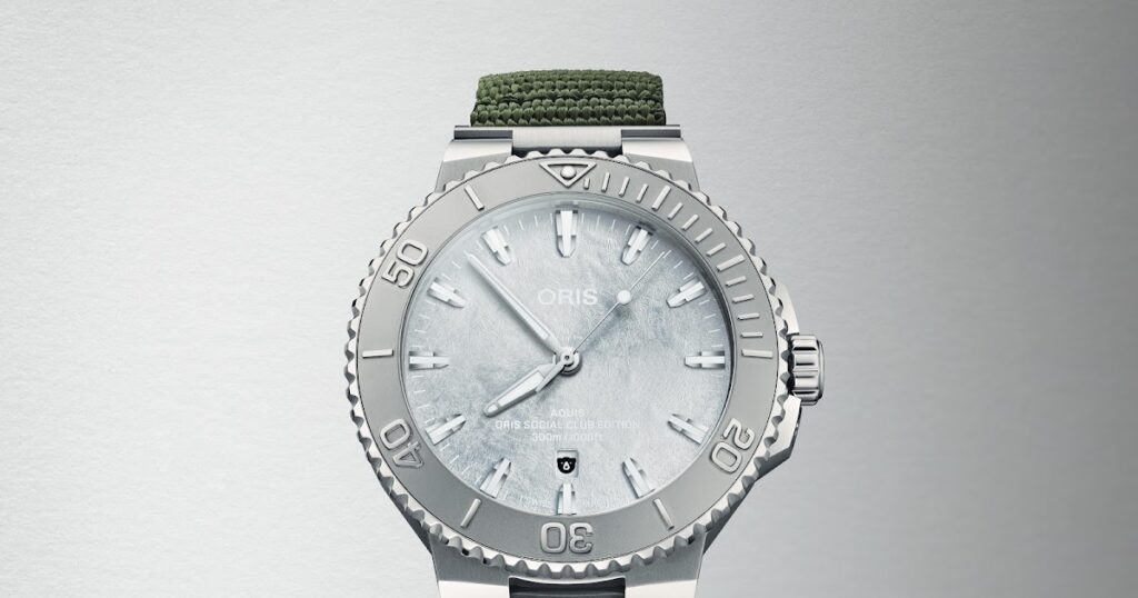Oris Social Club Edition II gives the Aquis Date a more collective spirit Oris Social Club Edition II Aquis Date watch in an editorial community setting