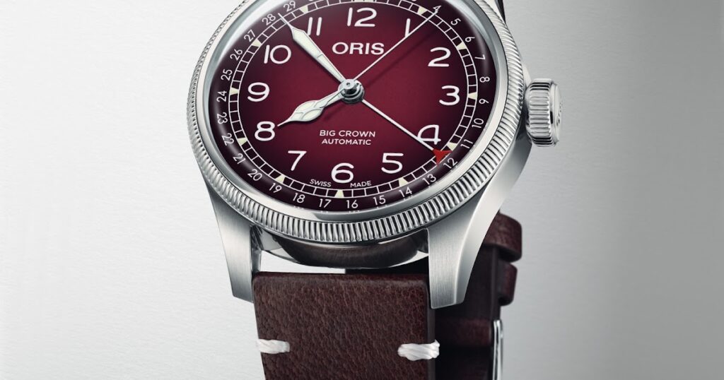 Oris x Cervo Volante Big Crown Pointer Date with autumnal burgundy styling