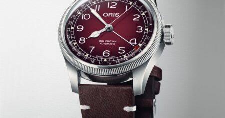 Oris x Cervo Volante Big Crown Pointer Date with autumnal burgundy styling