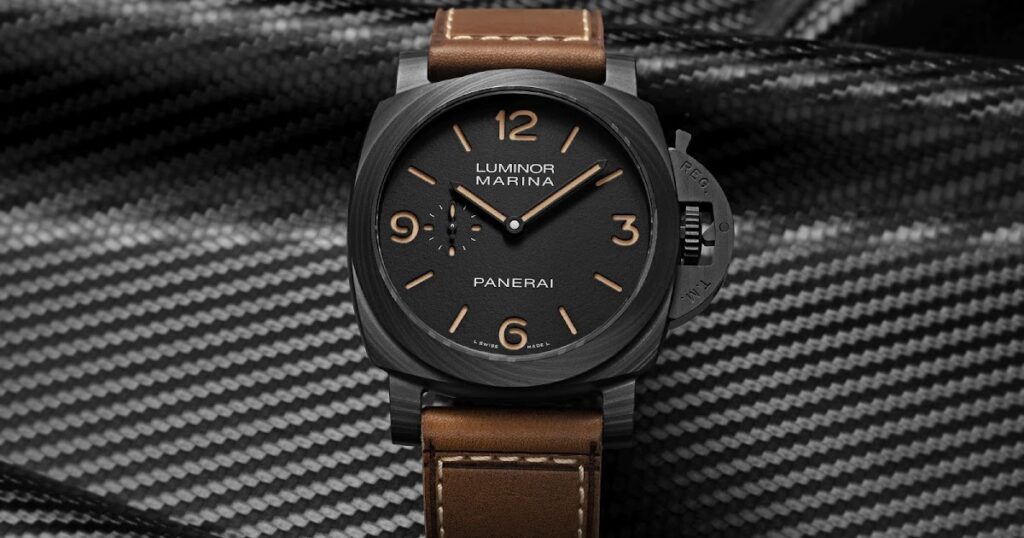 Panerai Gives the Luminor Marina PAM01707 a Carbotech Case and Vintage Character Panerai Luminor Marina PAM01707 Carbotech watch with vintage-inspired styling