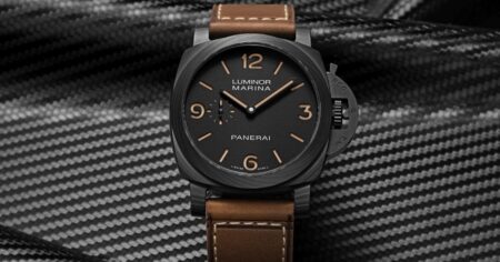 Panerai Gives the Luminor Marina PAM01707 a Carbotech Case and Vintage Character Panerai Luminor Marina PAM01707 Carbotech watch with vintage-inspired styling
