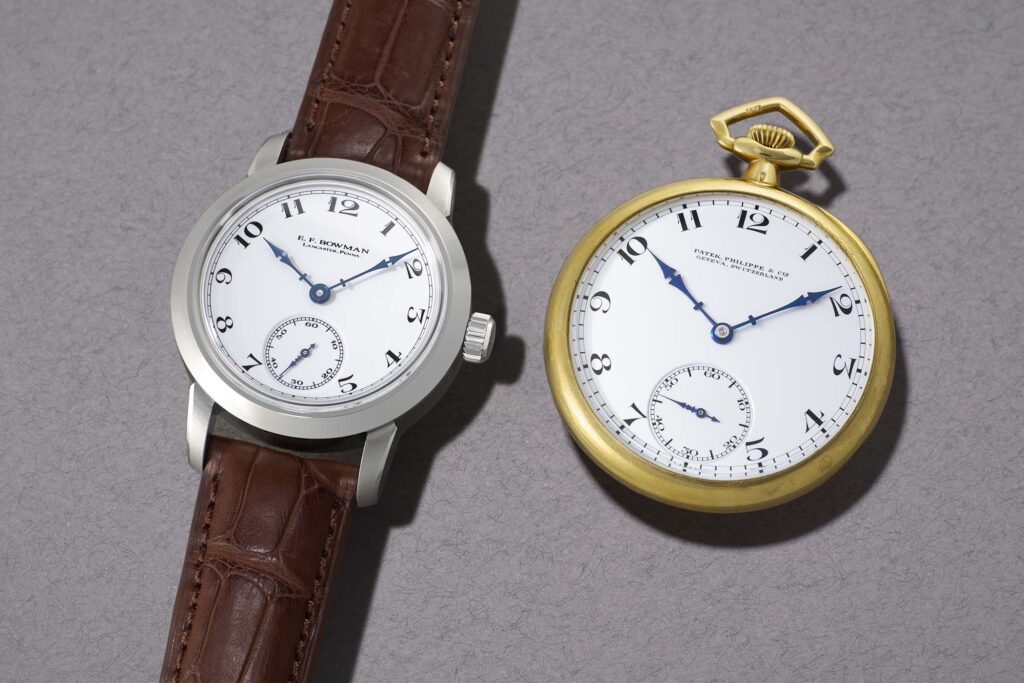 RGM Revives E.F. Bowman With a Lancaster-Built 501-EFB RGM Model 501-EFB E.F. Bowman watch with white enamel dial and blued hands