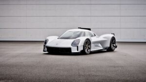 Porsche flagship supercar concept with dramatic low-slung proportions