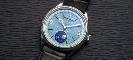 Rolex Perpetual Padellone annual calendar watch with grained dial and moonphase