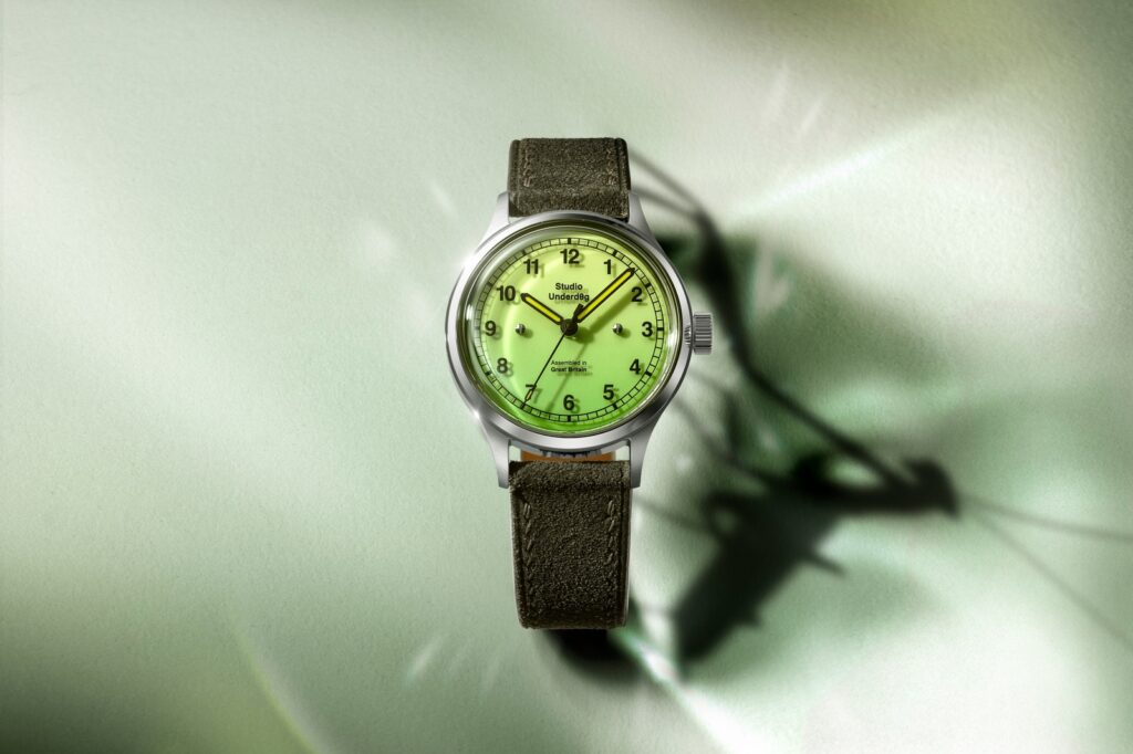 Studio Underd0g Gives the 02SERIES a Wild Mantis-Green Glow Studio Underd0g 02SERIES Mantis watch with green gradient dial and green suede strap