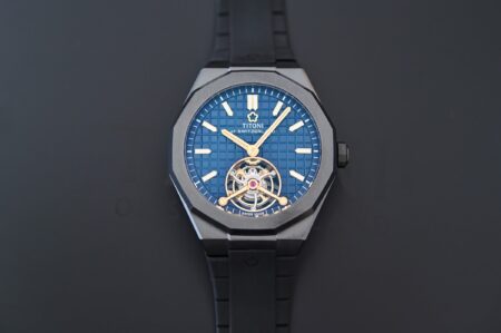 Titoni’s Luxe Tourbillon Brings a Ceramic Sports Edge to High Watchmaking Titoni Luxe Tourbillon in black ceramic with deep blue dial and tourbillon at 6 o’clock