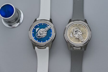 Ulysse Nardin Freak One Blue Enamel and Freak One Guilloché watches in titanium cases