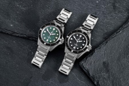 Yema Navygraf Meteorite CMM.10 limited edition dive watch with meteorite dial and titanium bracelet